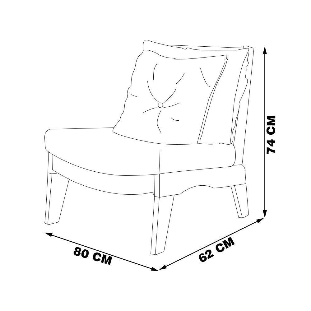 Poltrona Decorativa Sadie Linho Bege Claro/Imbuia - 5