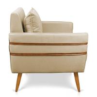 Kit 02 Poltronas Mari Suede Pés Palito Castanho D'Rossi Bege - 6