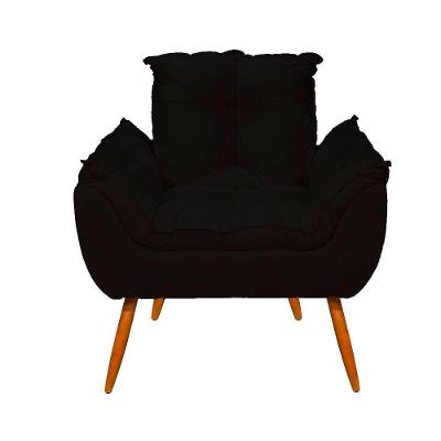 Poltrona Decorativa Opala Sala Quarto Escritório Suede Preto Balaqui Decor