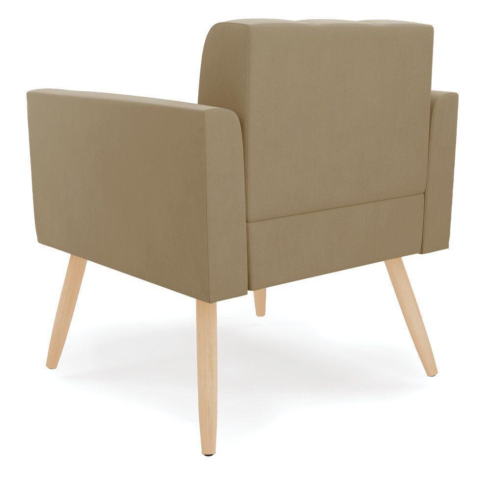 Kit 2 Poltronas Elisa Suede Marrom Rato Pés Palito Natural - D'rossi - 5