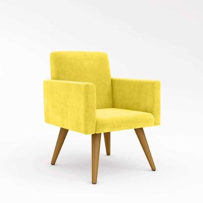 Poltrona Decorativa Nina Suede Amarelo Balaqui Decor