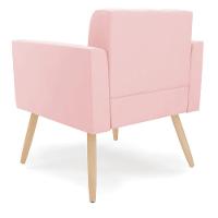Kit 2 Poltronas Elisa Suede Rosa Bebê Pés Palito Natural - D'rossi - 7