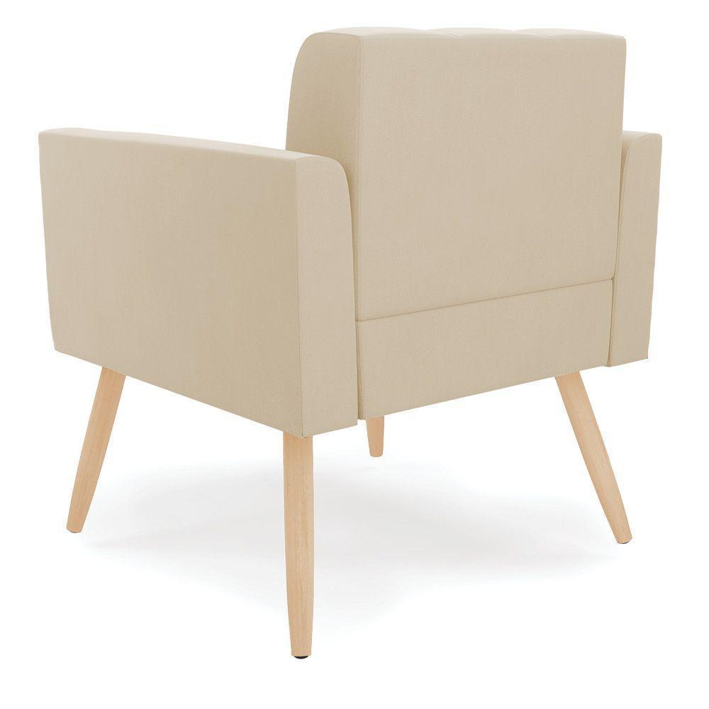 Kit 2 Poltronas Elisa Suede Pés Palito Natural - D'rossi Cor Bege - 7