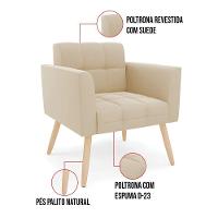 Kit 2 Poltronas Elisa Suede Pés Palito Natural - D'rossi Cor Bege - 6