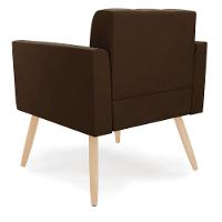 Kit 2 Poltronas Elisa Suede Pés Palito Natural - D'rossi Cor Marrom - 2