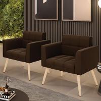 Kit 2 Poltronas Elisa Suede Pés Palito Natural - D'rossi Cor Marrom - 5