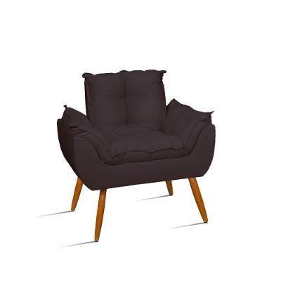 Poltrona Decorativa Opala Escritório Recepção Suede Cinza Balaqui Decor