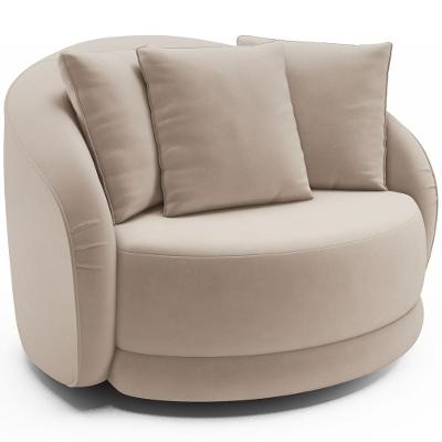 Poltrona Decorativa Para Sala De Estar Base Giratória Witta M03 Veludo Bege - Lyam Decor