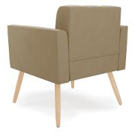 Kit 2 Poltronas Elisa Suede Pés Palito Natural - D'rossi Cor Marrom Rato - 2