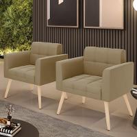 Kit 2 Poltronas Elisa Suede Pés Palito Natural - D'rossi Cor Marrom Rato - 3