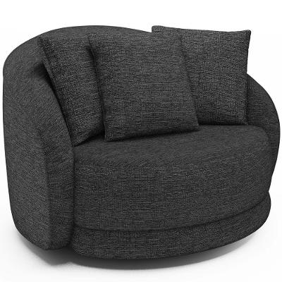 Poltrona Decorativa Witta M03 Giratória Linho Cinza Lyam Decor