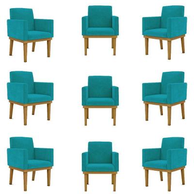 Kit 09 Poltronas Decorativa Reforçada Balaqui Decor Cor:azul Turquesa