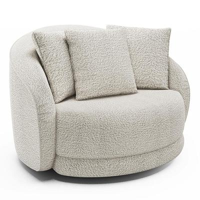Poltrona Decorativa Witta M03 Giratória Bouclê Branco Lyam Decor