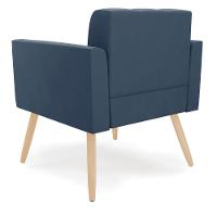 Kit 2 Poltronas Elisa Suede Pés Palito Natural - D'rossi Cor Azul Marinho - 6