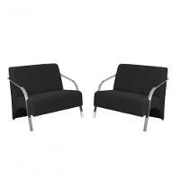 Kit 2 Poltronas 2 Lugares Vênus Braço Alumínio Suede - 1