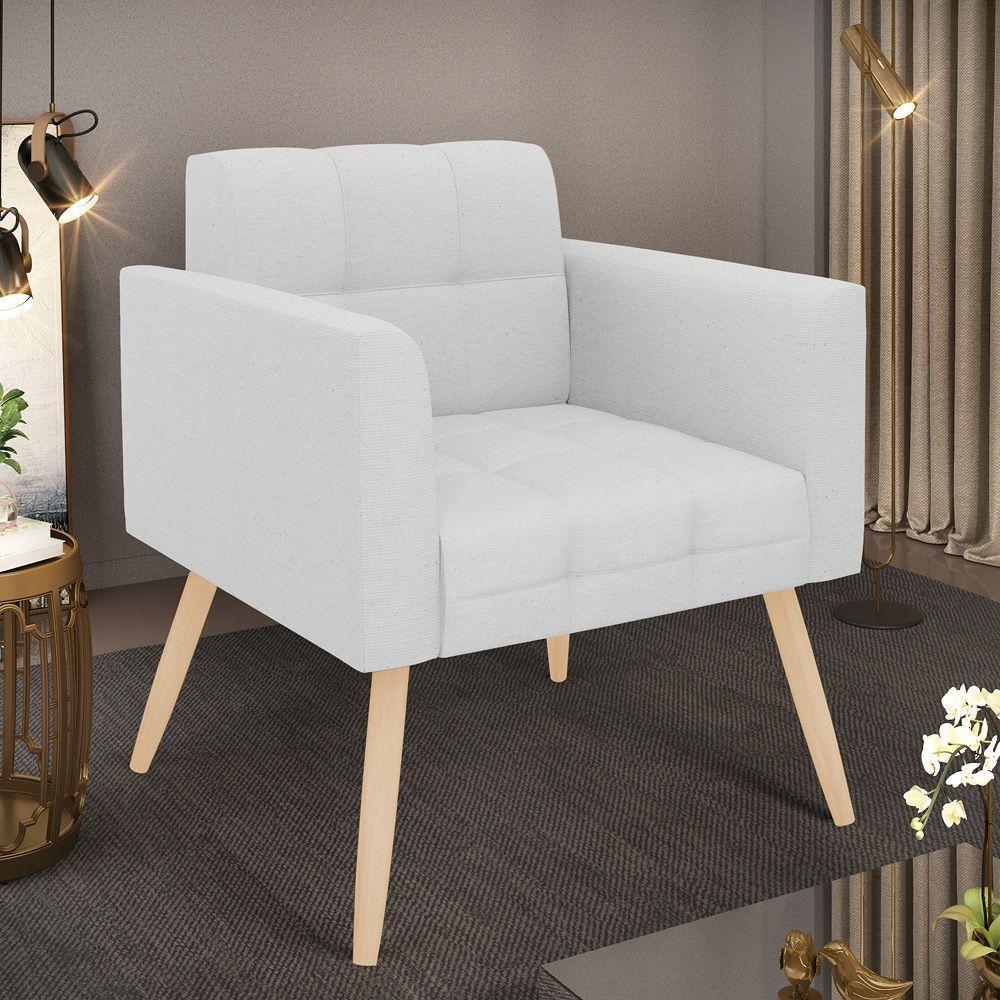 Poltrona Elisa Linho Cinza A05 Pés Palito Natural - D'rossi - 6