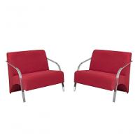 Kit 2 Poltronas 2 Lugares Vênus Braço Alumínio Suede - 1