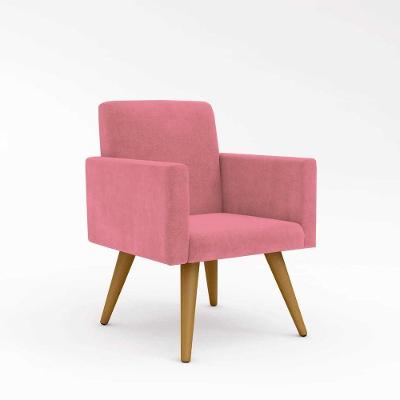 Poltrona Decorativa Nina Suede Rosa Balaqui Decor
