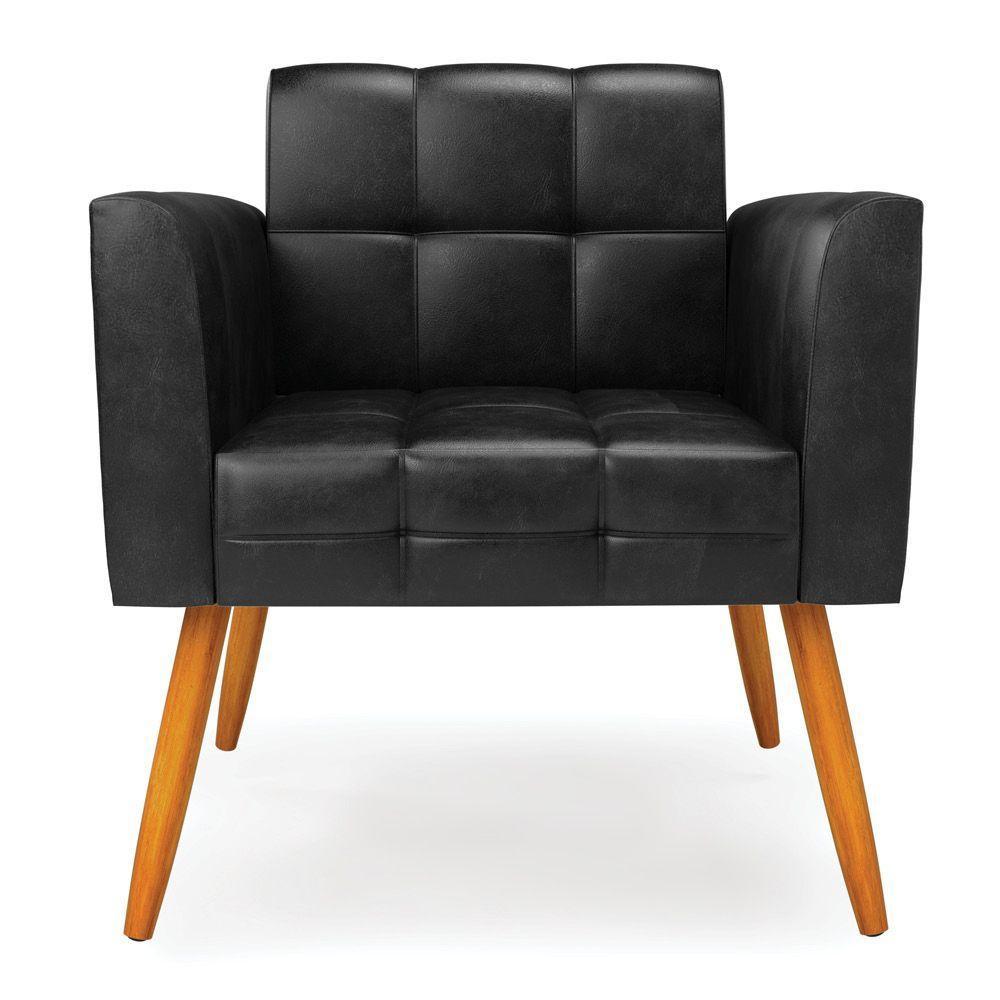 Kit 2 Poltronas Elisa Corano Pés Palito Castanho - D'rossi Cor Preto - 7