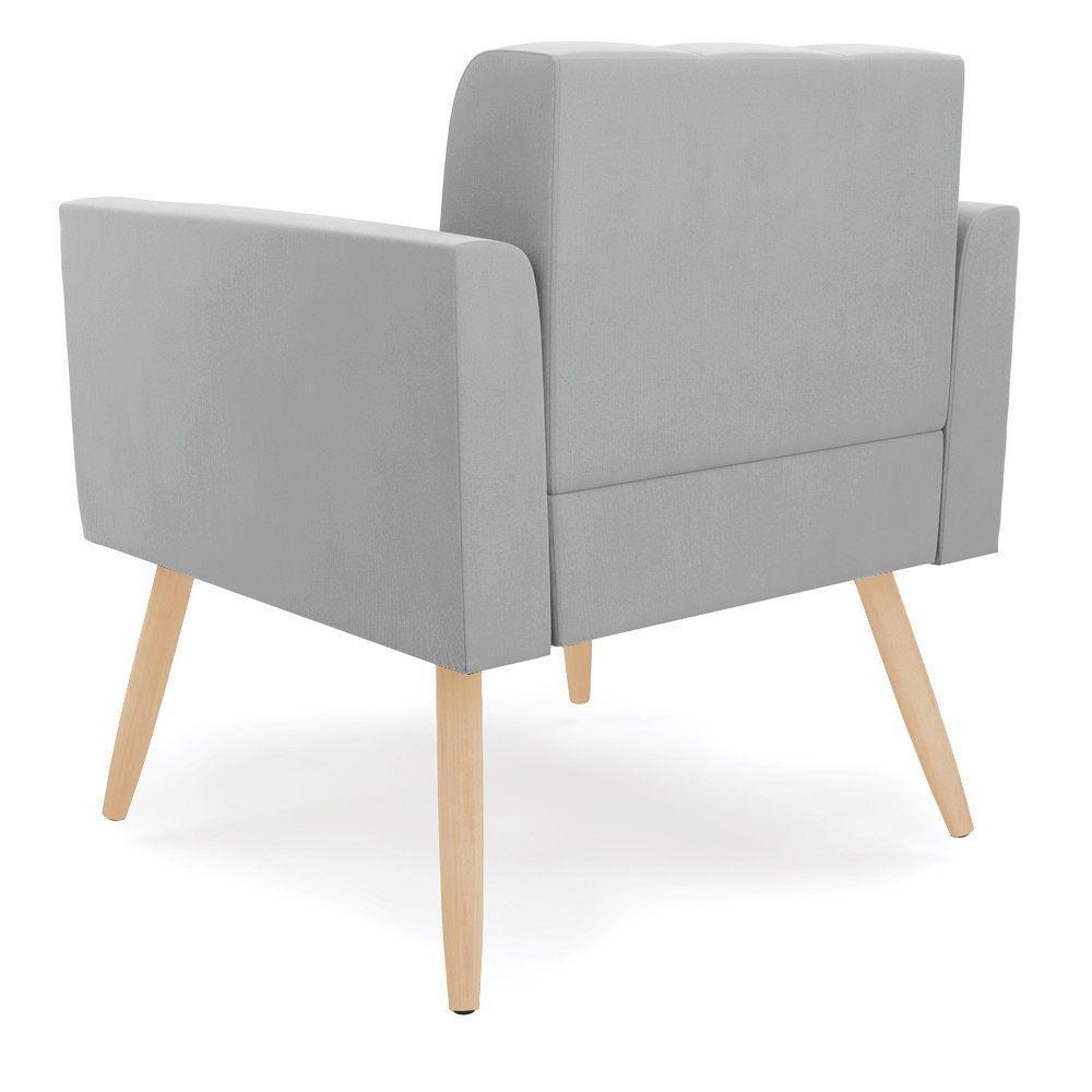 Kit 2 Poltronas Elisa Suede Pés Palito Natural - D'rossi Cor Cinza - 6