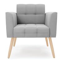 Kit 2 Poltronas Elisa Suede Pés Palito Natural - D'rossi Cor Cinza - 3