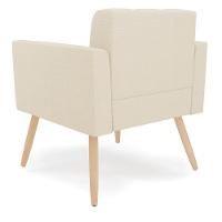 Poltrona Elisa Linho Bege A19 Pés Palito Natural - D'rossi - 3