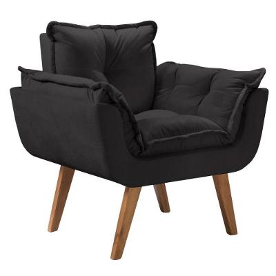 Poltrona Opalla Suede Assento Pillow Preto D Salla