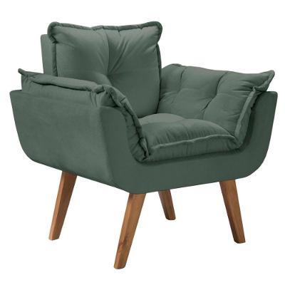 Poltrona Opalla Pé Palito Suede D Salla1 Lugar Verde