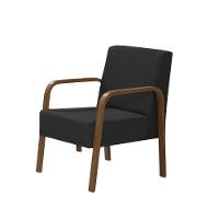 Poltrona Decorativa 1 Lugar Jade Braço Madeira D Salla Suede - 1