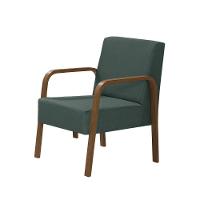 Poltrona Decorativa 1 Lugar Jade Braço Madeira D Salla Suede - 1