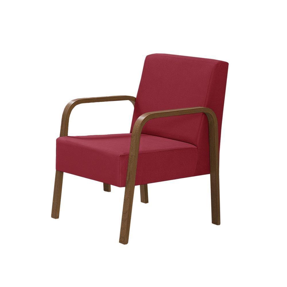 Poltrona Decorativa 1 Lugar Jade Braço Madeira D Salla Suede - 1