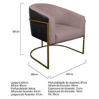 Kit 02 Poltronas Base de Ferro Preto e Linho Rosê - 5