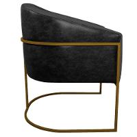 Kit 02 Poltronas Base de Ferro Preto e Linho Cinza Escuro - 3