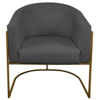 Kit 02 Poltronas Base de Ferro Preto e Linho Cinza Escuro - 6