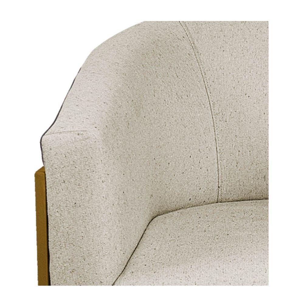 Kit 02 Poltronas Base de Ferro Preto e Linho Bege - 2