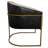 Kit 02 Poltronas Base de Ferro Preto e Linho Bege - 3