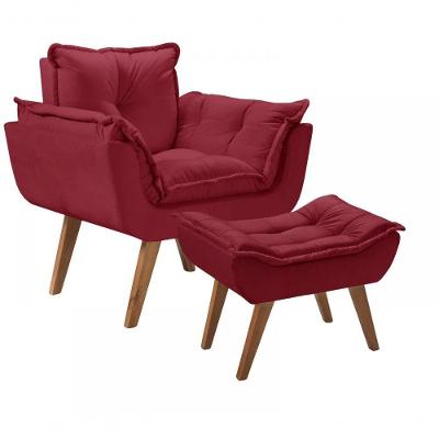 Kit Poltrona Com Puff Opalla Suede D Salla