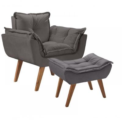 Kit Poltrona Com Puff Opalla Suede D Salla