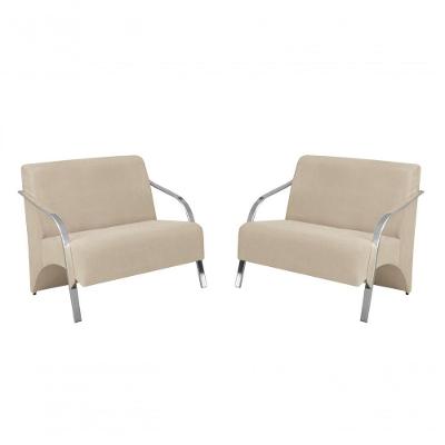 Kit 2 Poltronas Namoradeira 2 Lugares Vênus Suede Bege D Salla