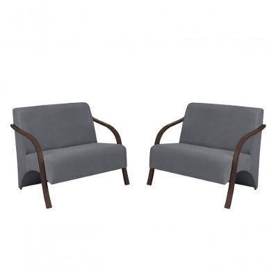 Kit 2 Poltronas Namoradeira Vênus Suede Cinza D Salla