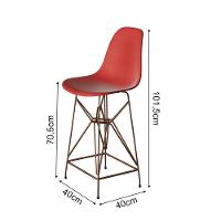 Kit 3 Banquetas Bistrô Alta Eames Vermelha Base Ferro Cobre - Cor: Vermelho - 2