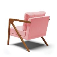 Poltrona Melissa Suede Rosê Base De Madeira Castanho - 5