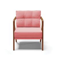 Poltrona Melissa Suede Rosê Base De Madeira Castanho - 7