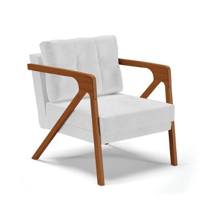 Poltrona Melissa Corano Branco Base De Madeira Castanho