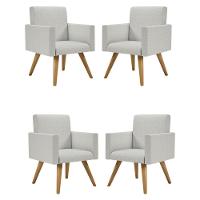 Kit 4 Poltronas Cadeira Escritório Linho Cinza Claro - 1