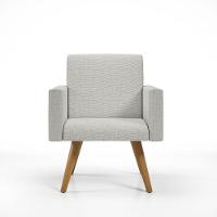 Kit 4 Poltronas Cadeira Escritório Linho Cinza Claro