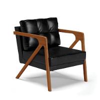 Poltrona Melissa Corano Preto Base De Madeira Castanho - 1