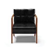 Poltrona Melissa Corano Preto Base De Madeira Castanho - 6