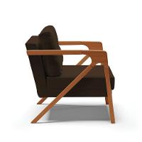 Kit 02 Poltronas Suede Marrom Base De Madeira Castanho - 6