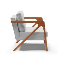 Kit 02 Poltronas Suede Cinza Base De Madeira Castanho - 5